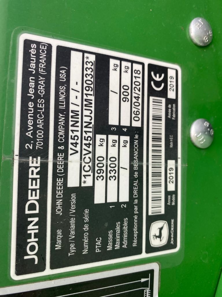 Presse balles rondes JOHN DEERE V451m  - photo slide 14