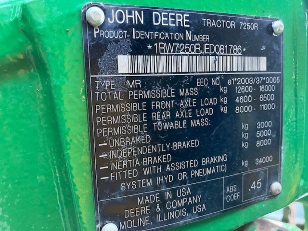 Tracteur JOHN DEERE 7250 R - photo slide 7