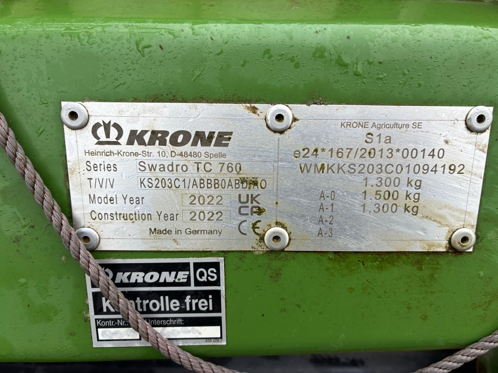 Andaineur KRONE SWADRO TC 760 - photo slide 8