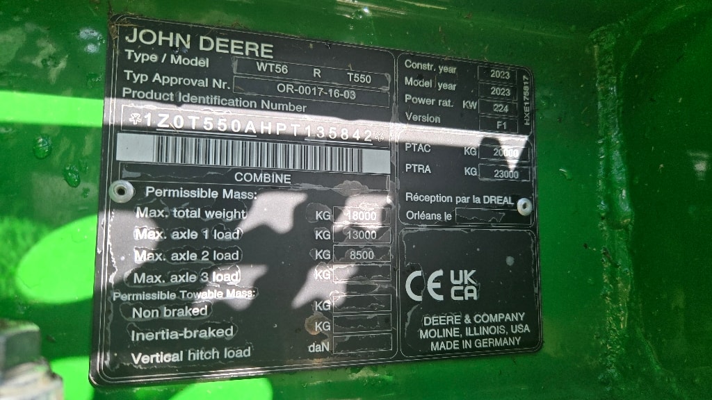 Moissonneuse JOHN DEERE T550i - photo slide 5