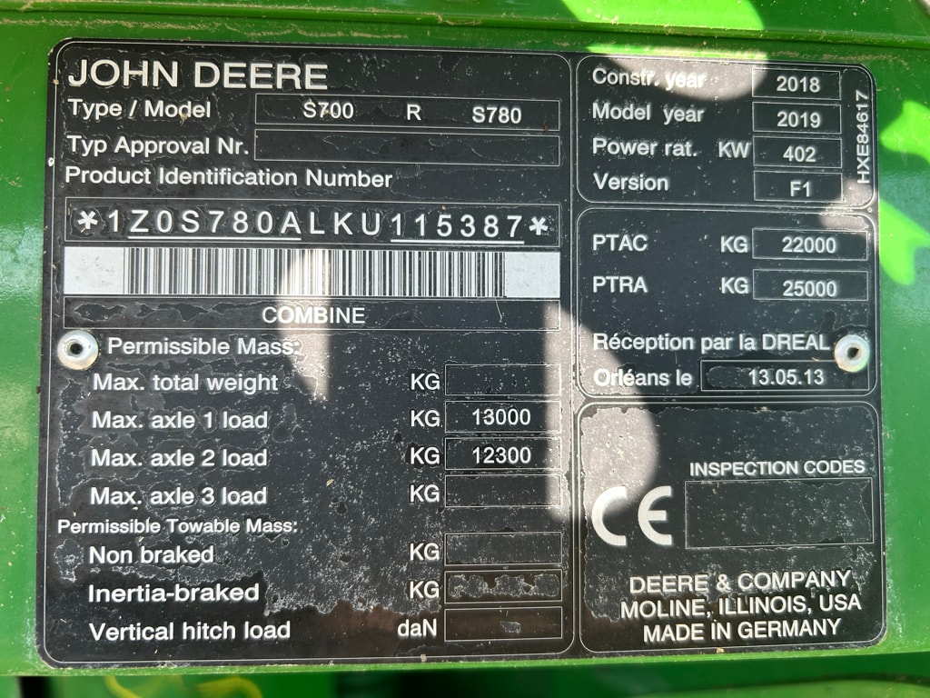 Moissonneuse JOHN DEERE JD S780 SERIE - photo slide 15