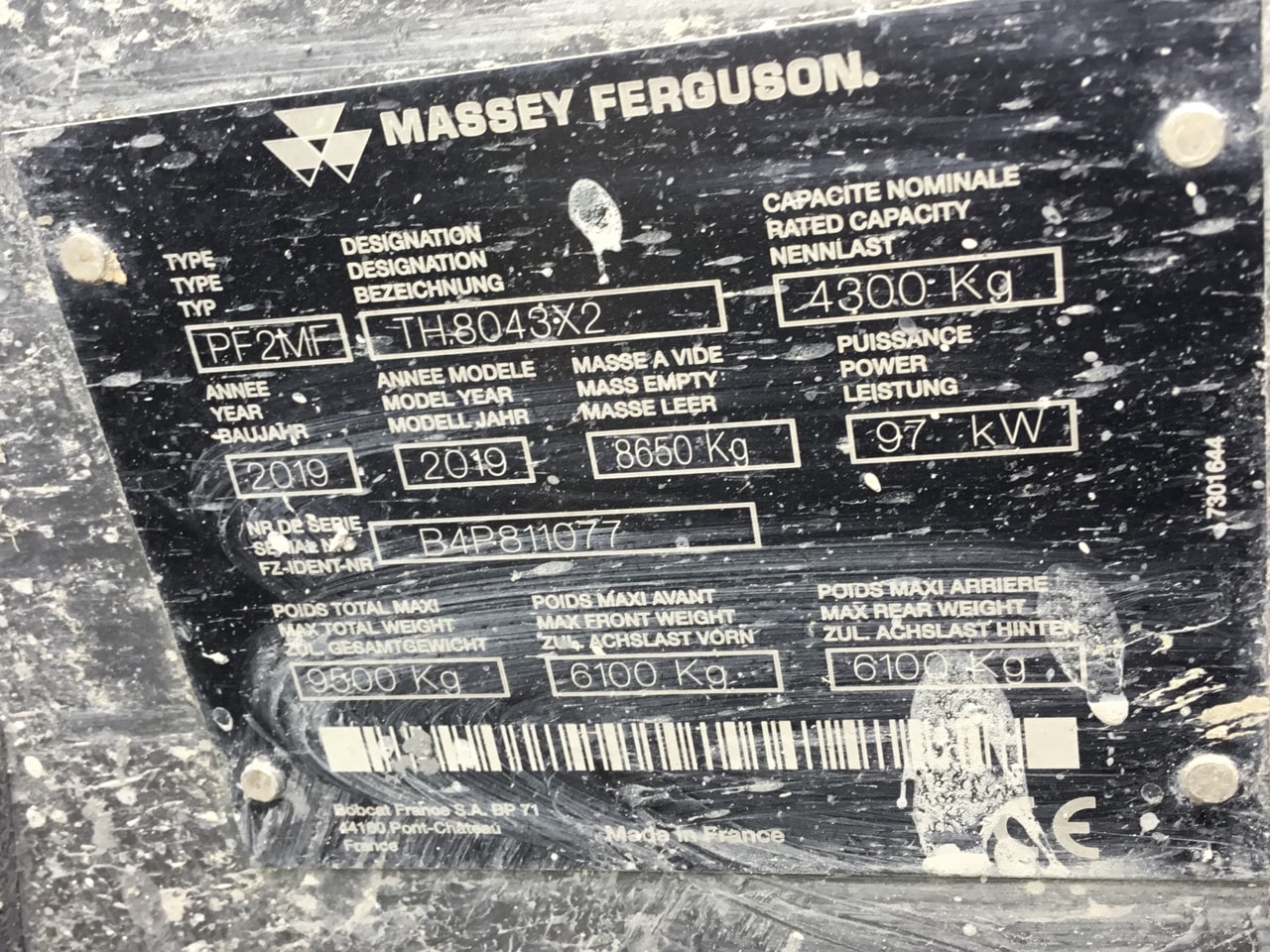 Telescopique MASSEY FERGUSON TH 8043 - photo slide 3