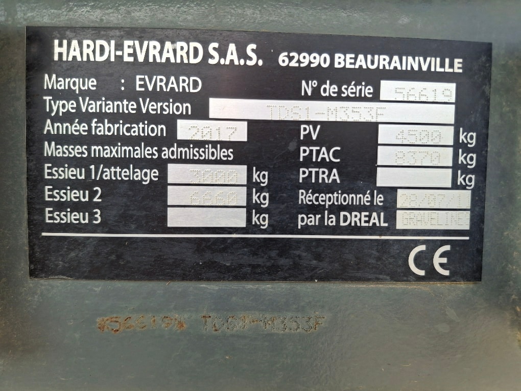 Pulverisateur EVRARD METEOR 3500 L. / 36 M. - photo slide 14